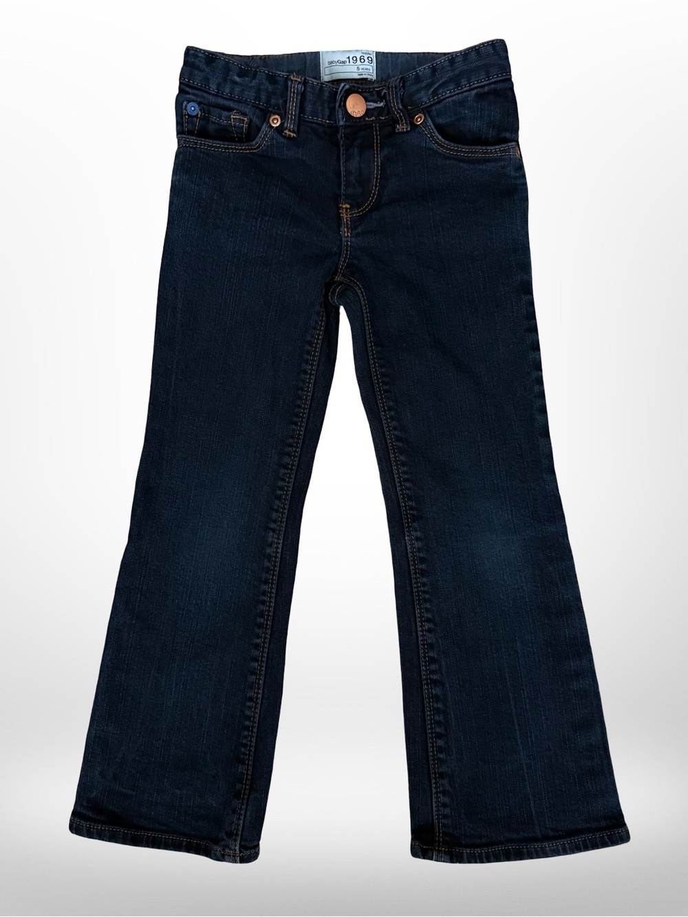babyGAP 1969 Girls 5 Bootcut Jeans Dark Wash Blue Denim Button/Fly Gap Kids 5Y